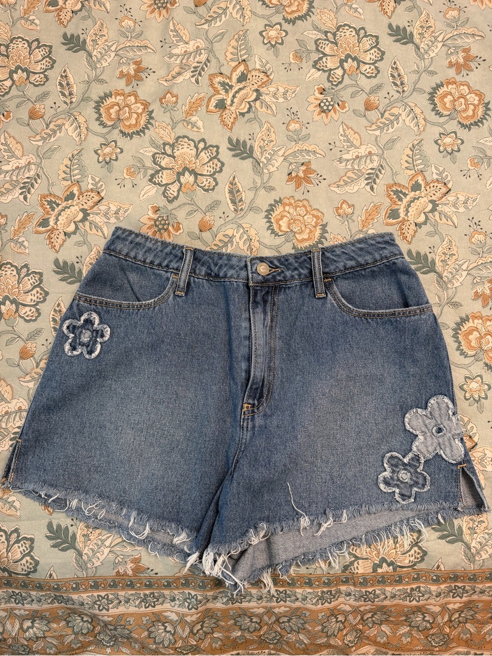 Hollister Blue Denim Shorts with Floral Appliqué